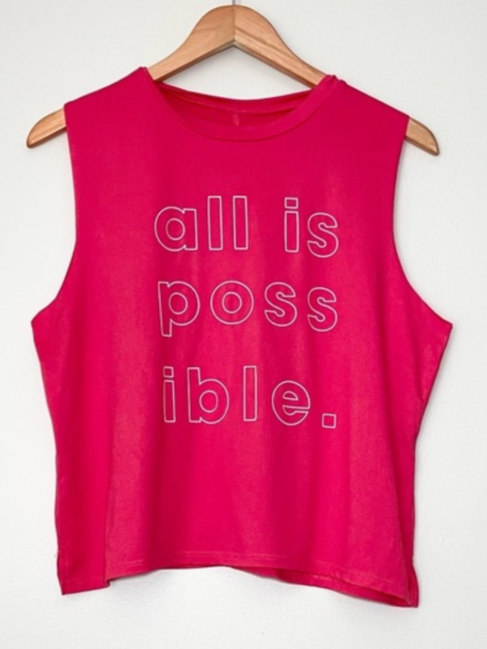 good hYOUman / Graphic Crop Tank / All is possible / Pink